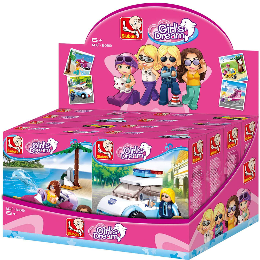 Girls Dream Building Brick Display Set, x2 each kit A-D