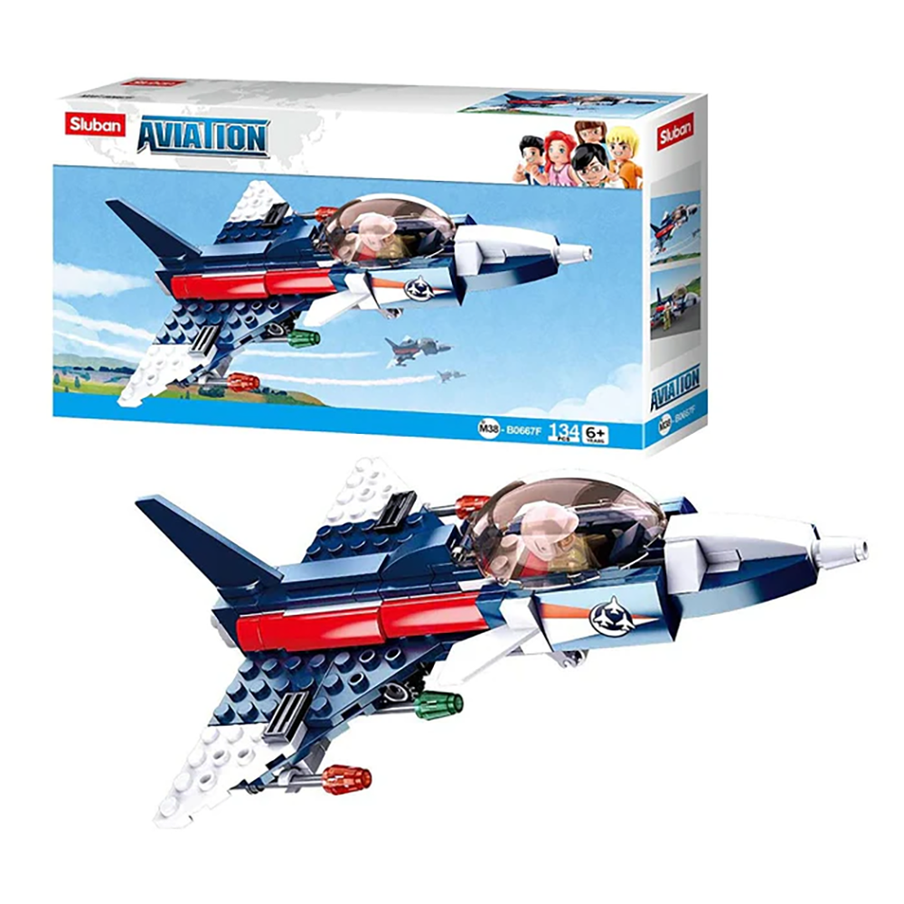 Aviaton Fighter Jet Building Brick Kit (134 pcs)
