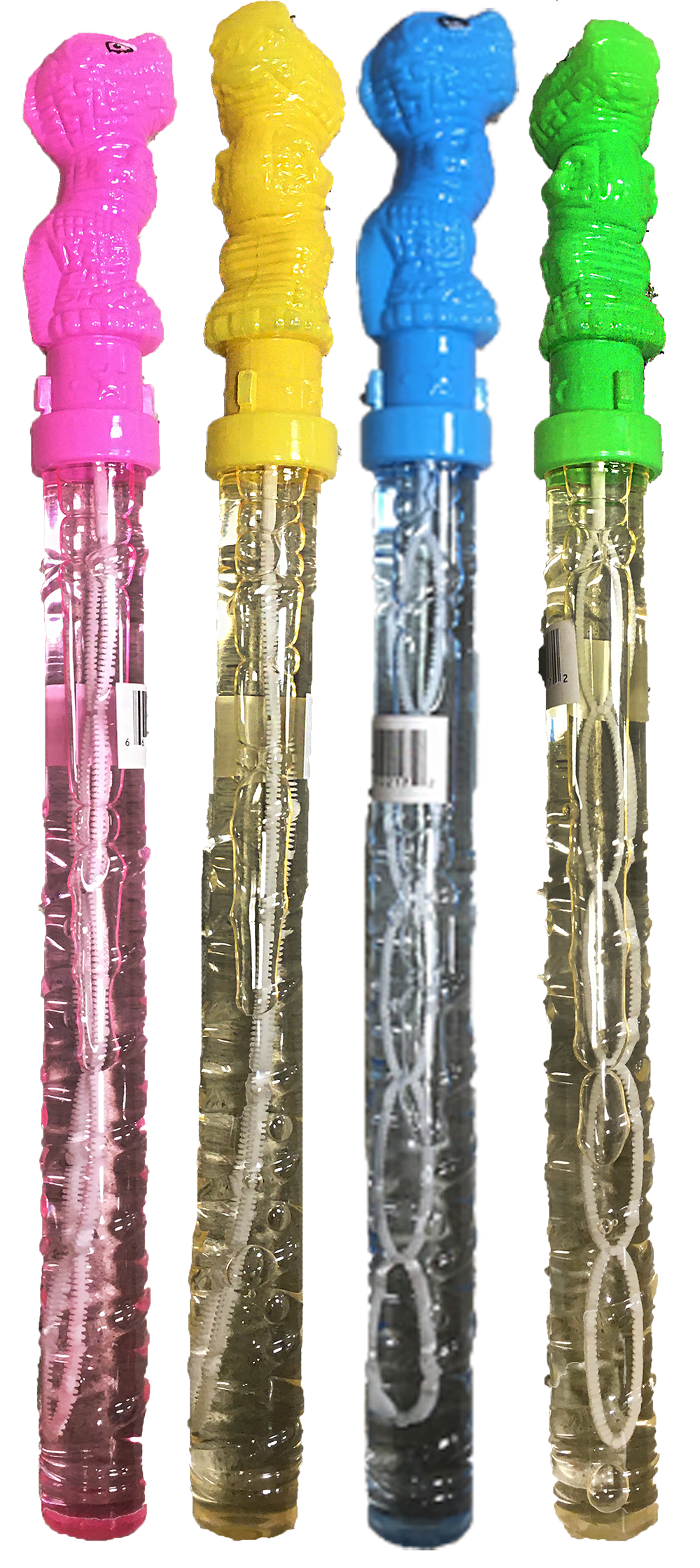 Dinosaur Bubble Wand Display, x24 wands in 4 colors