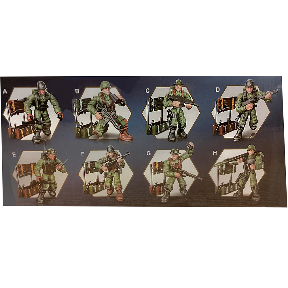 WWII Soldier Army Military Figurine Display, 16 Kits