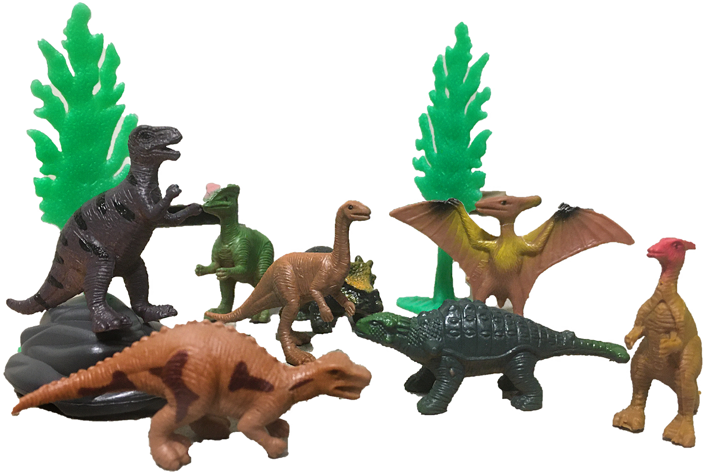 Dinosaur Figurines in Clear Tube with T-Rex Head Topper