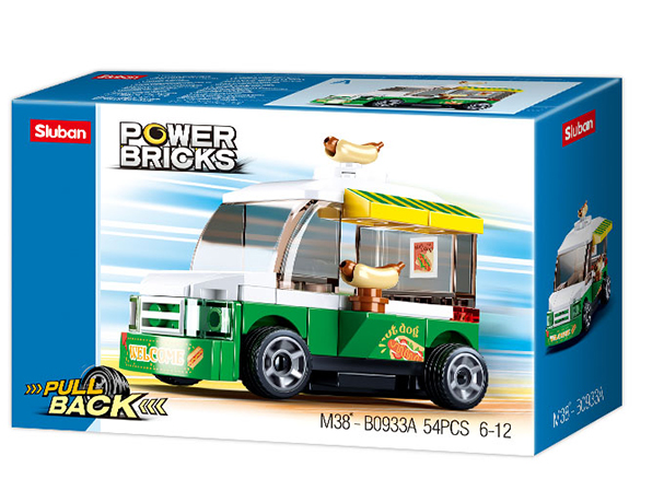 PowerBricks Pull-Back Building Brick Car Display Set