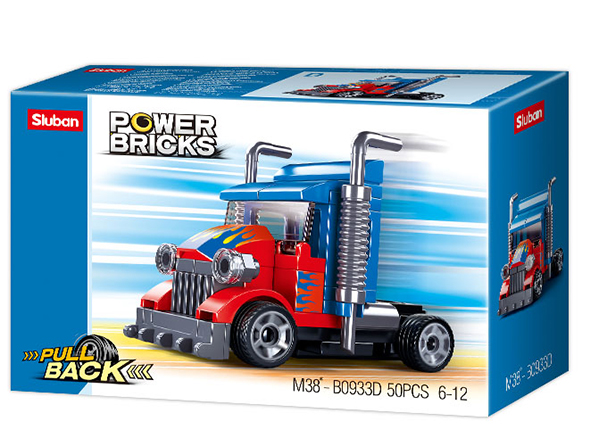 PowerBricks Pull-Back Building Brick Car Display Set