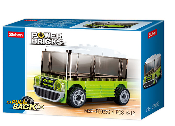 PowerBricks Pull-Back Building Brick Car Display Set