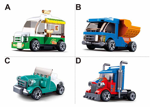 PowerBricks Pull-Back Building Brick Car Display Set