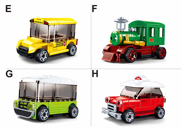 PowerBricks Pull-Back Building Brick Car Display Set