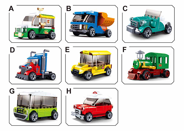 PowerBricks Pull-Back Building Brick Car Display Set