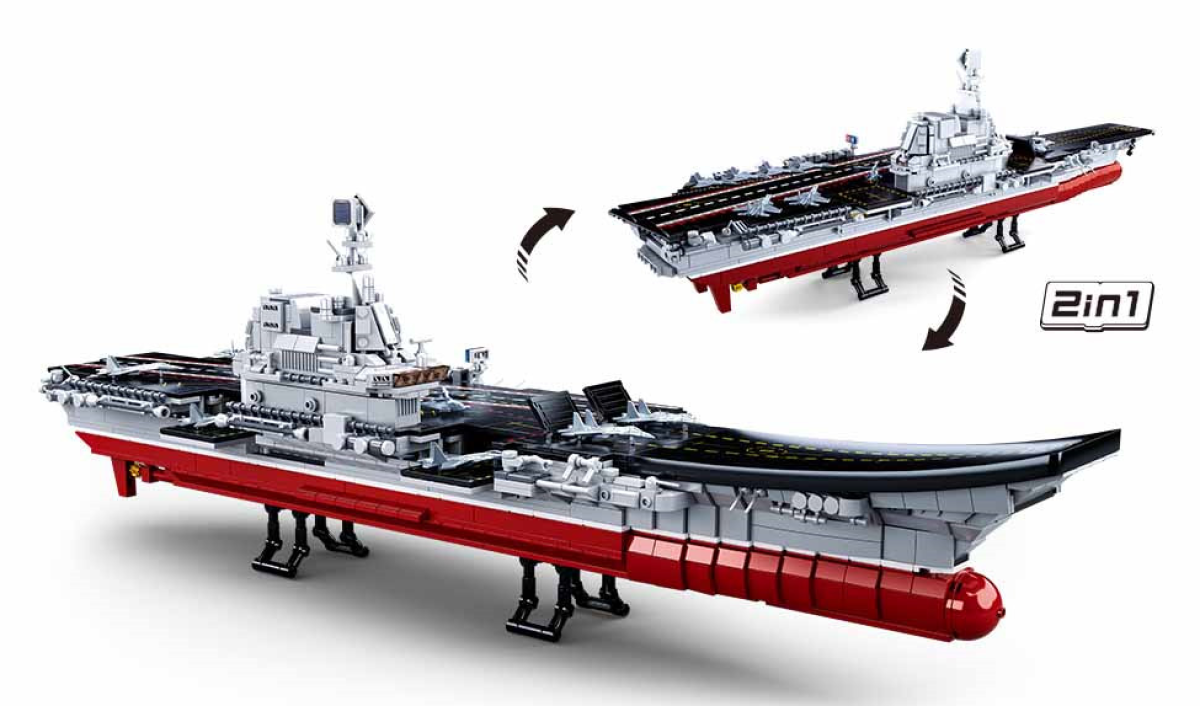 Model Bricks  Aircraft Carrier 1:450 Scale Building Brick Kit (1728 pcs)