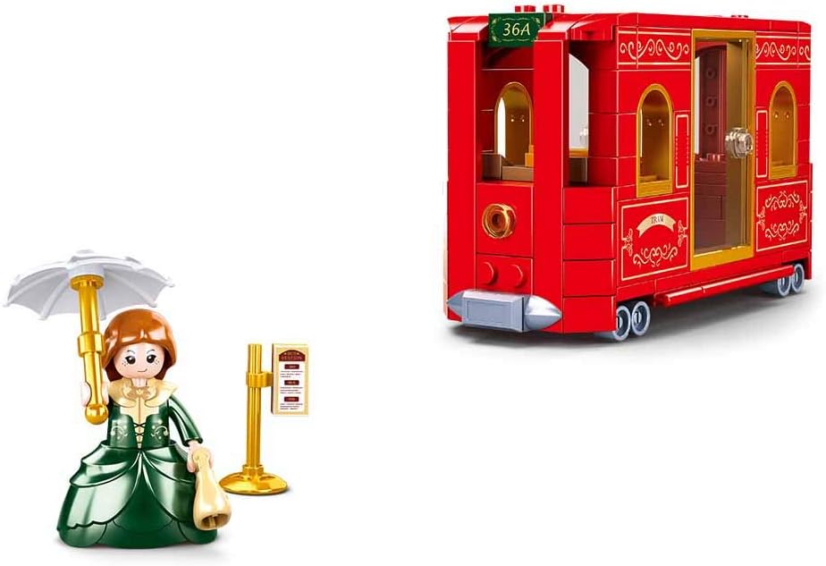 Girl's Dream Village Trolley Bus Building Brick Kit (145 pcs)