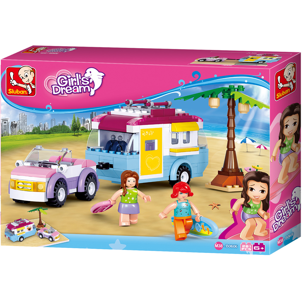 Girl's Dream Beach Holiday Trailer Building Brick Kit (272 pcs)