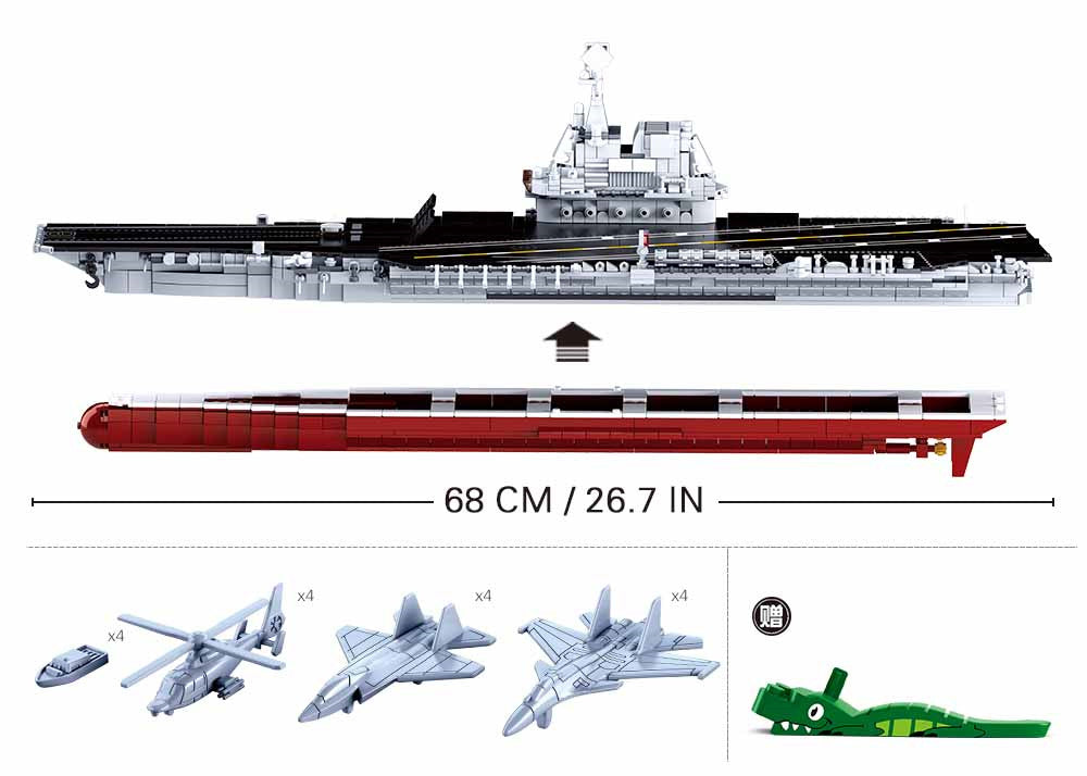 Model Bricks  Aircraft Carrier 1:450 Scale Building Brick Kit (1728 pcs)