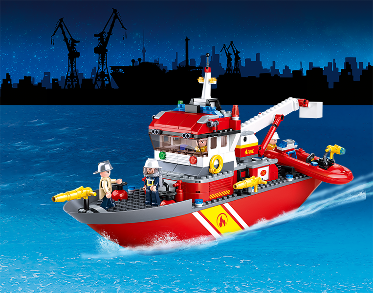 Fire Boat and Oil Tank Building Brick Kit (429 Pcs)