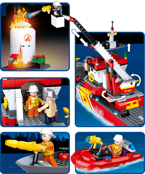 Fire Boat and Oil Tank Building Brick Kit (429 Pcs)