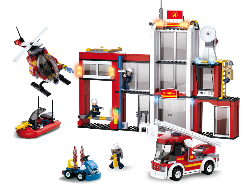 Fire Station Building Brick Kit (612 Pcs)