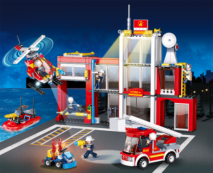 Fire Station Building Brick Kit (612 Pcs)