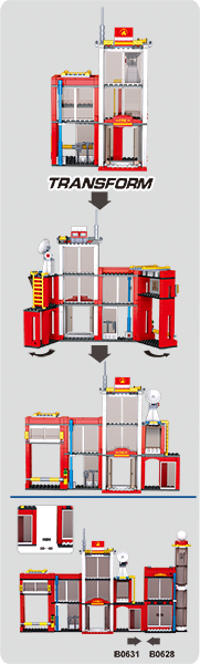 Fire Station Building Brick Kit (612 Pcs)