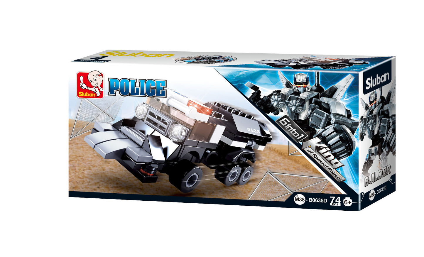 Police Transformer 6-in-1 Building Brick Display Set (384 Pcs)