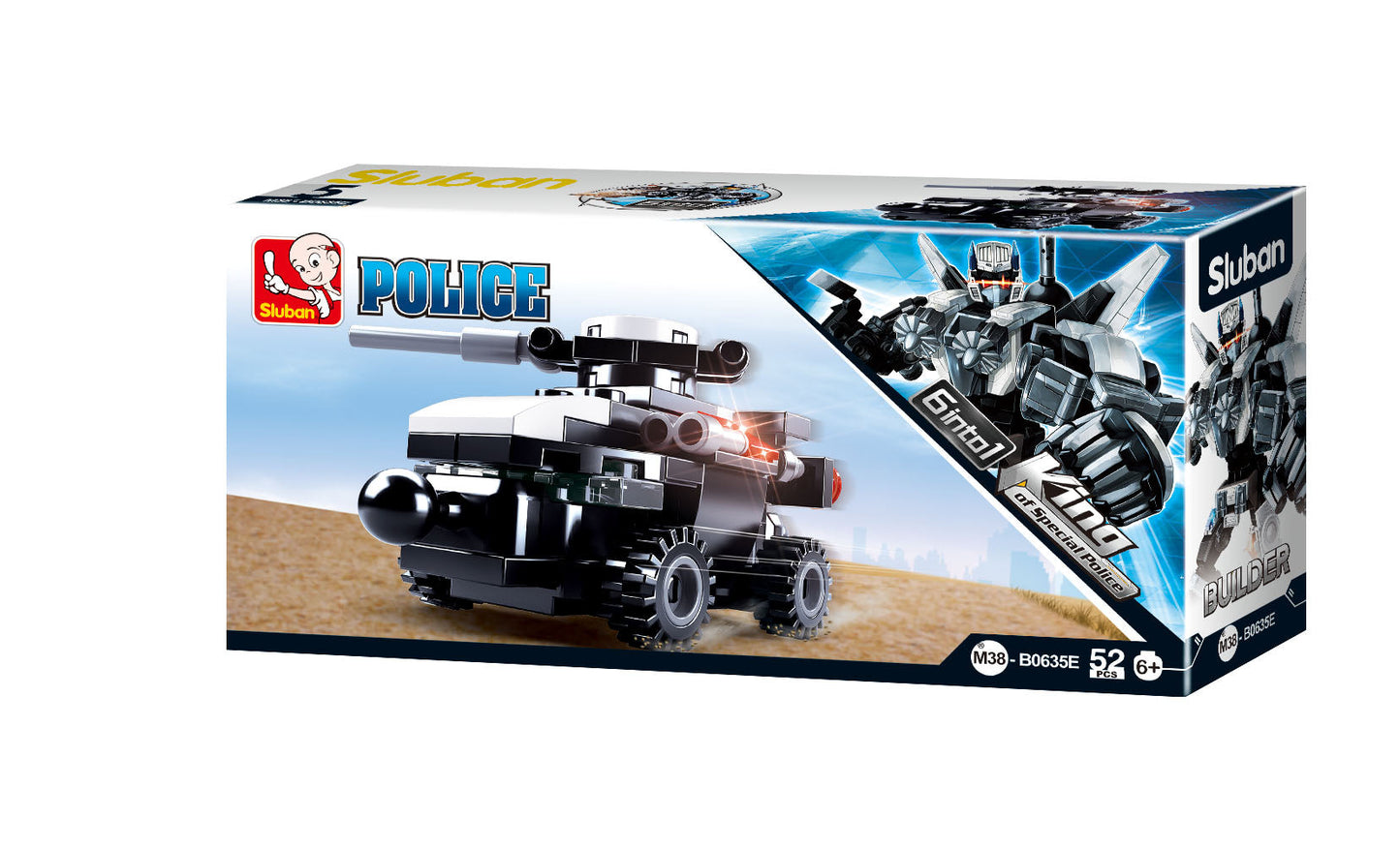 Police Transformer 6-in-1 Building Brick Display Set (384 Pcs)