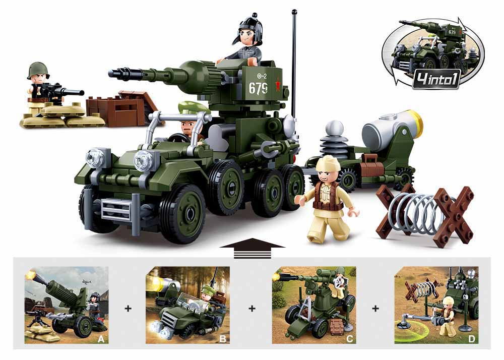 WWII 4-in-1 Half Track Gift Box Building Brick Kit (353 pcs)