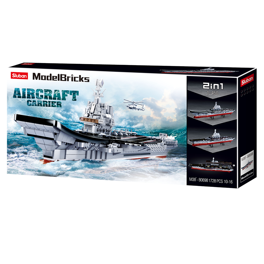 Model Bricks  Aircraft Carrier 1:450 Scale Building Brick Kit (1728 pcs)